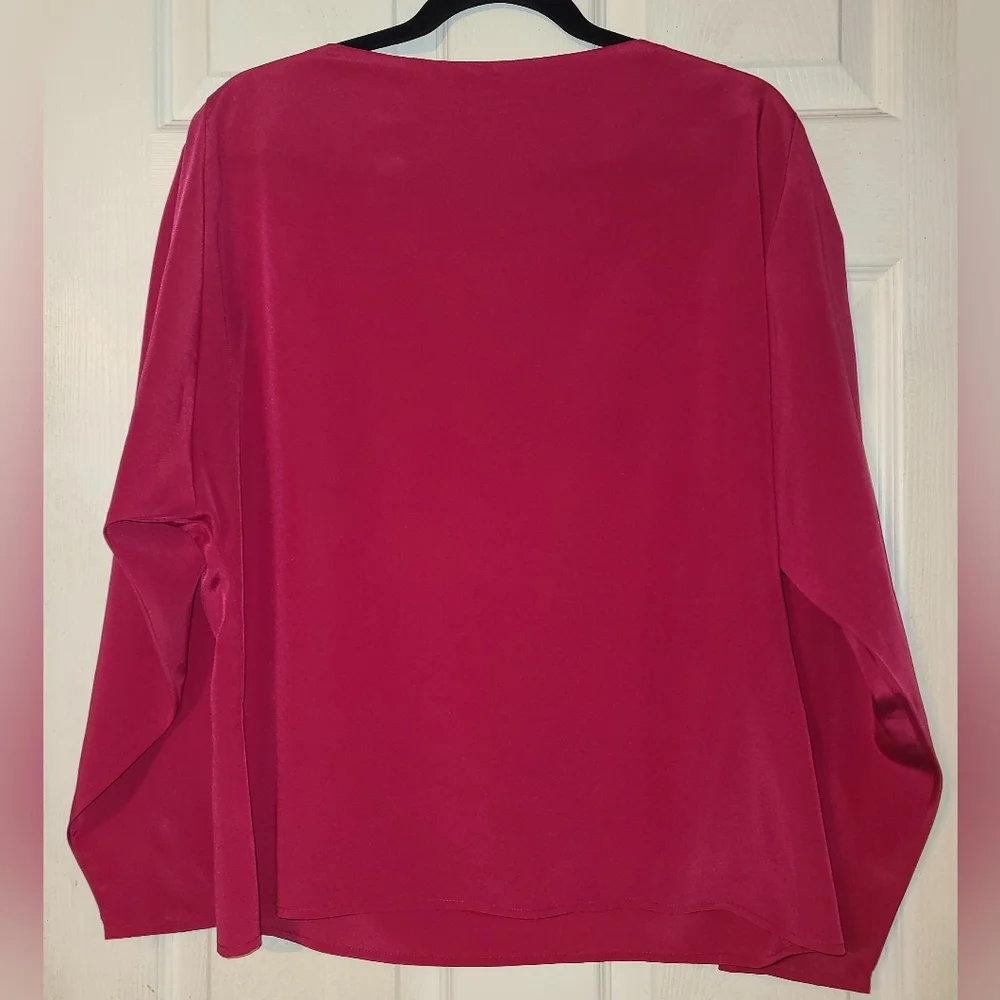 Bethany Vintage Blouse Bright Pink Silk Like Material Sz 11/12 - Picture 4 of 12